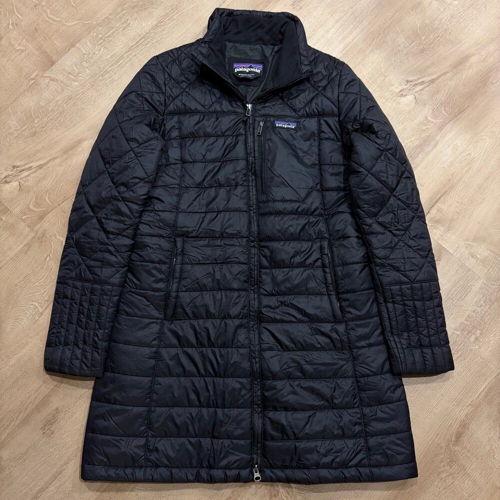 Patagonia Radalie Long Puffer Parka Jacket Women’s Medium M Coat Black Full Zip